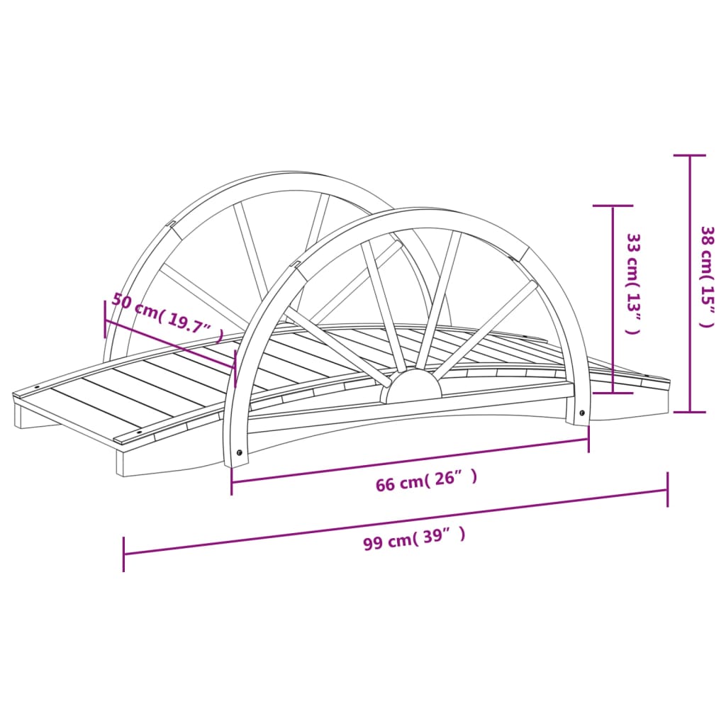 vidaXL Pod de grădină jumătate de roată 99x50x38 cm lemn masiv brad