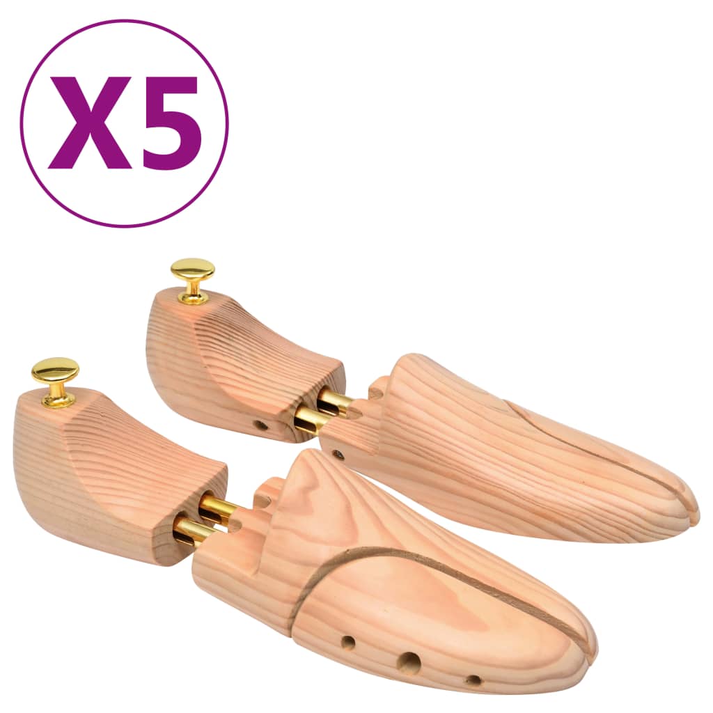 vidaXL Șanuri de pantofi, 5 perechi, mărime 38-39, lemn masiv de pin