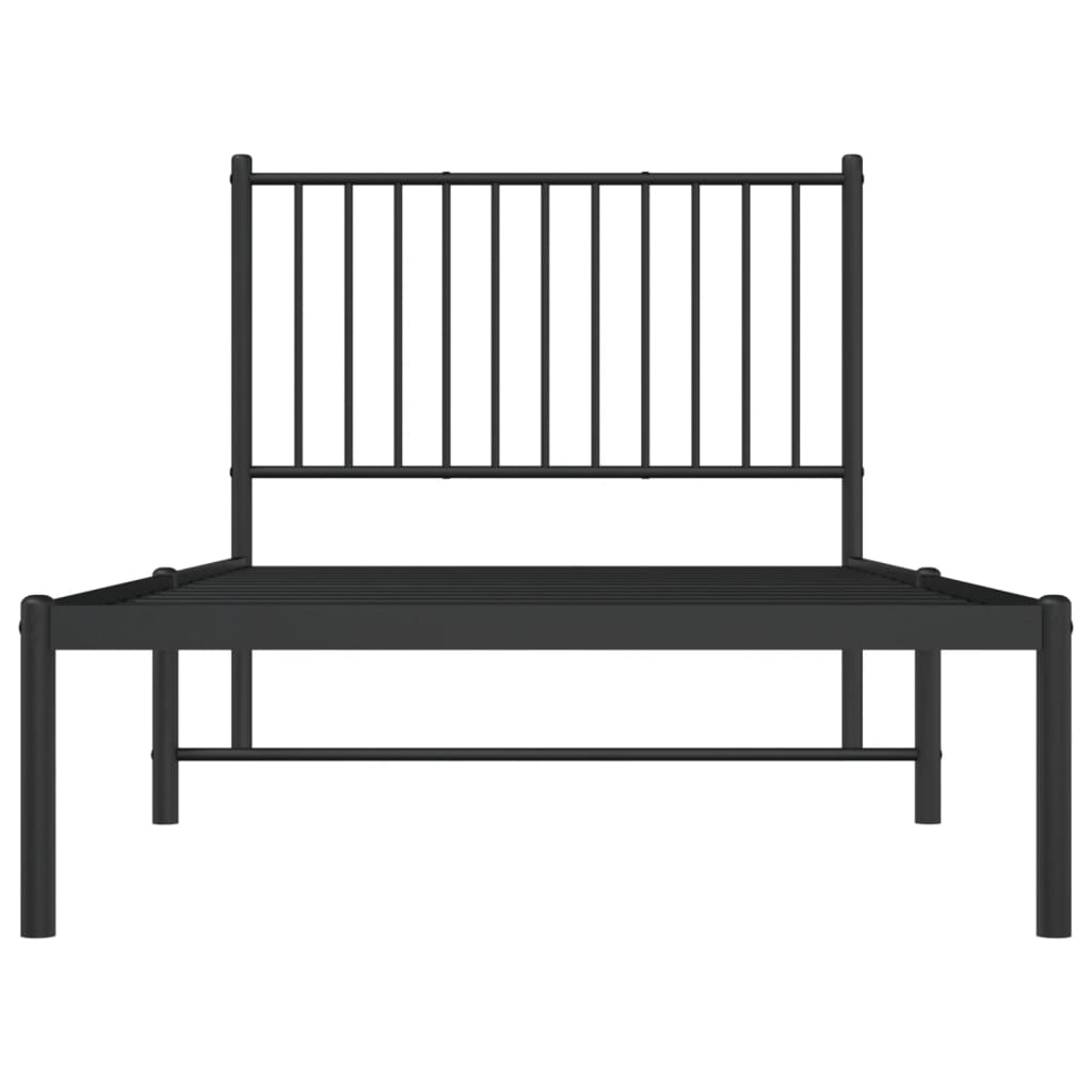 vidaXL Cadru de pat metalic cu tăblie, negru, 90x190 cm