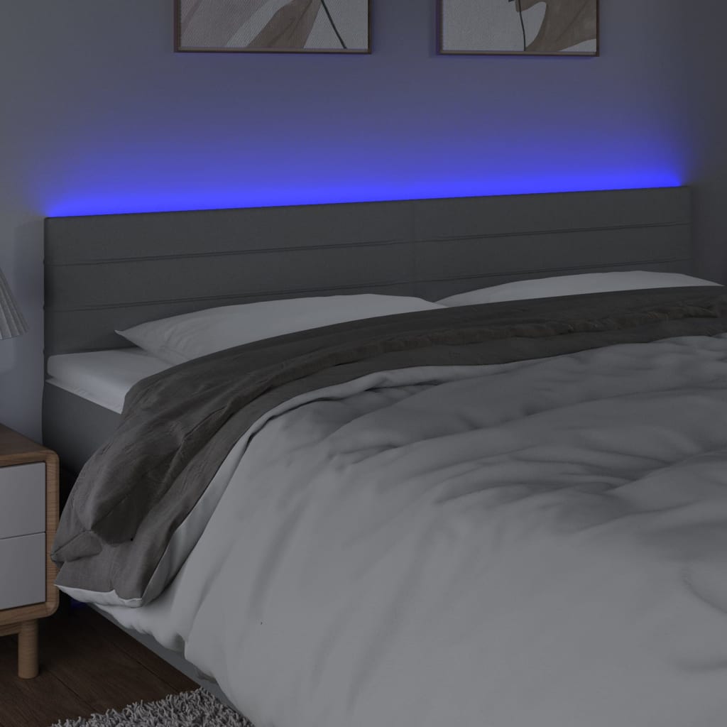 vidaXL Tăblie de pat cu LED, gri deschis, 160x5x78/88 cm, textil