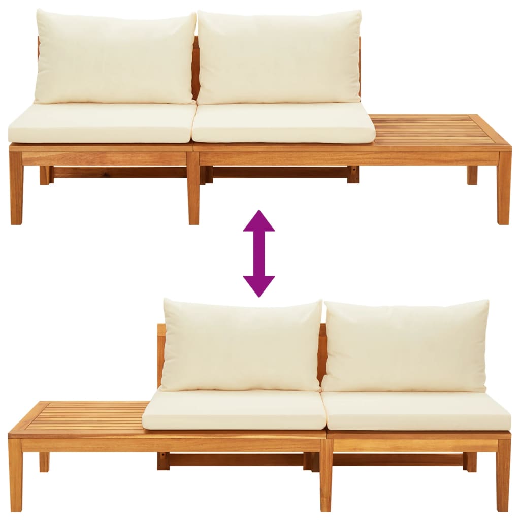 vidaXL Set mobilier grădină perne alb/crem, 4 piese, lemn de acacia