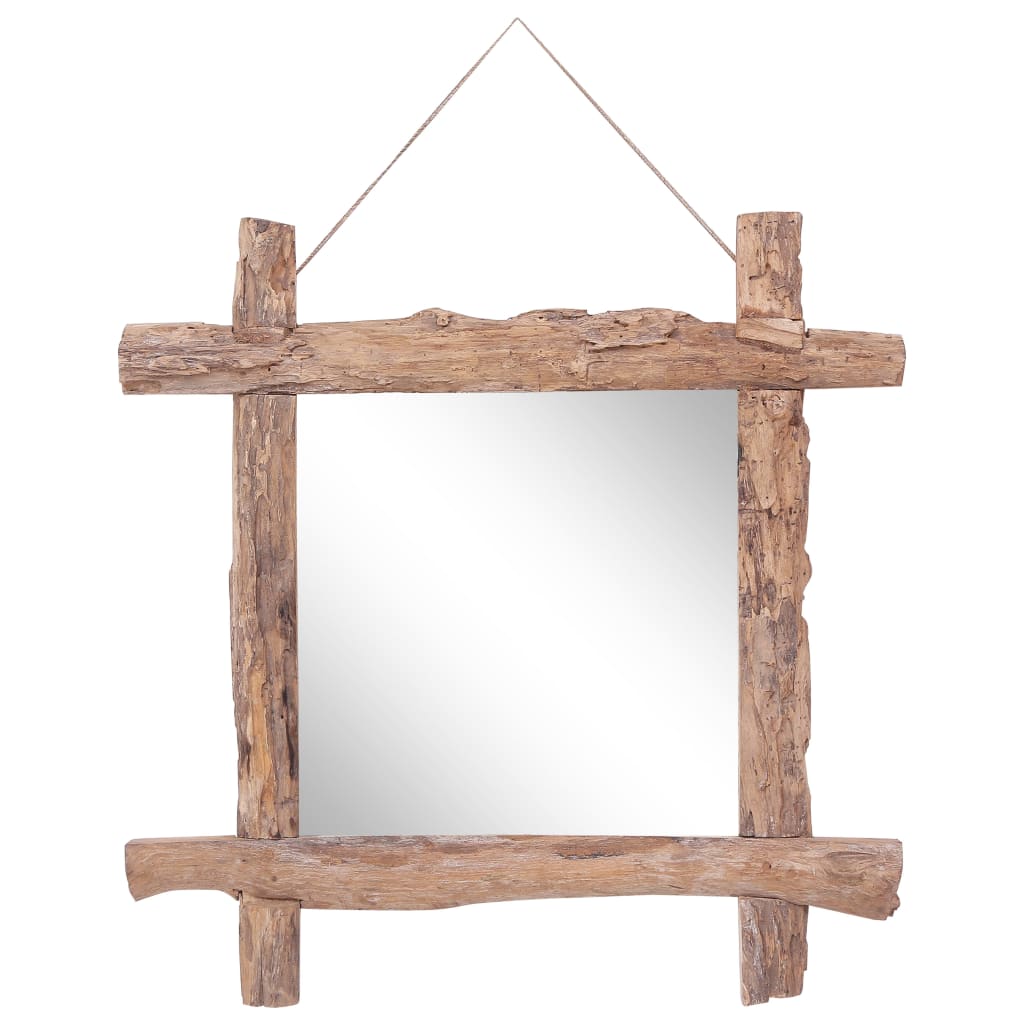 vidaXL Oglindă cu ramă bușteni, natural, 70x70 cm, lemn masiv reciclat