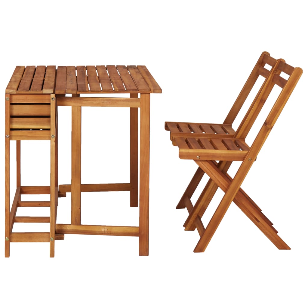 vidaXL Masă cu jardinieră de grădină, 2 scaune bistro, lemn de acacia