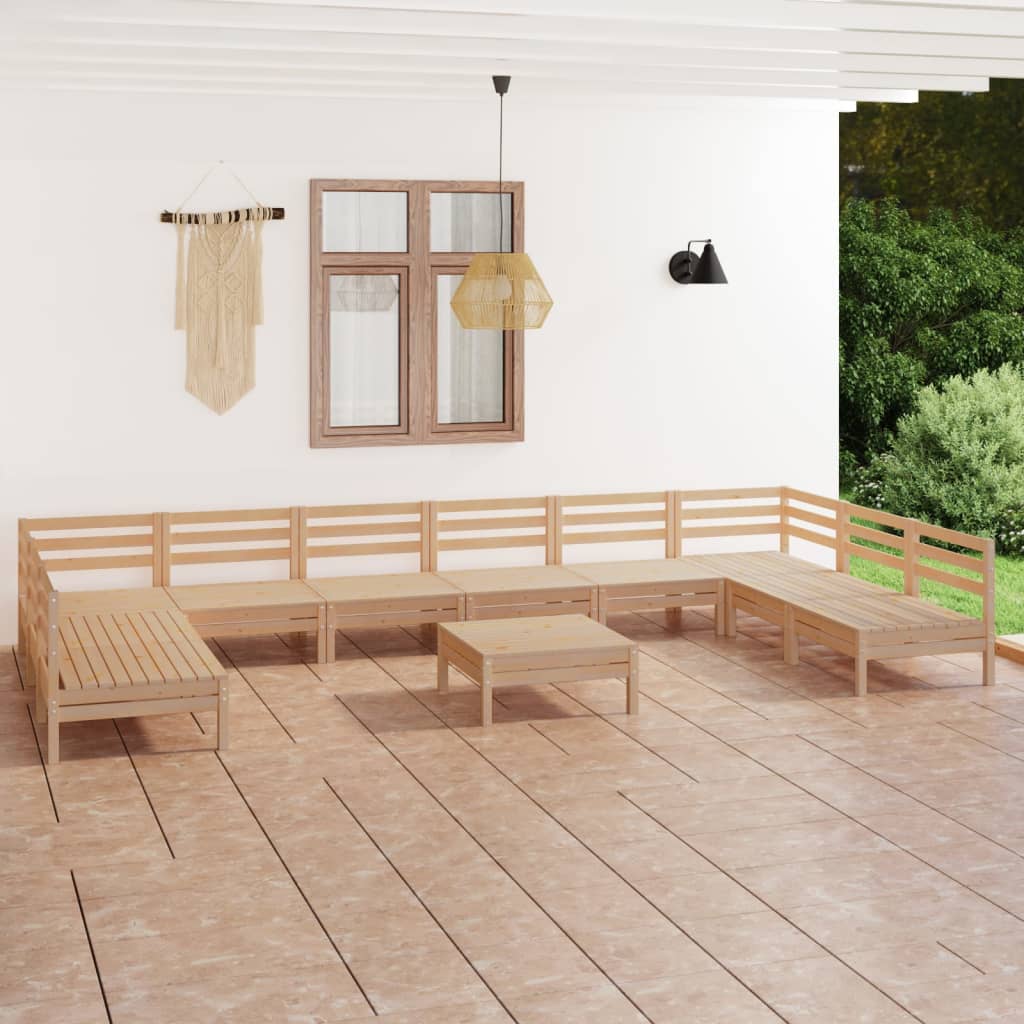 vidaXL Set mobilier grădină, 11 piese, lemn masiv de pin