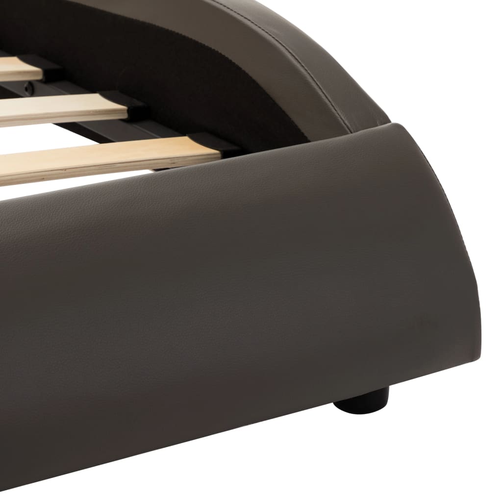 vidaXL Cadru de pat cu LED, gri și alb, 90x200 cm, piele ecologică