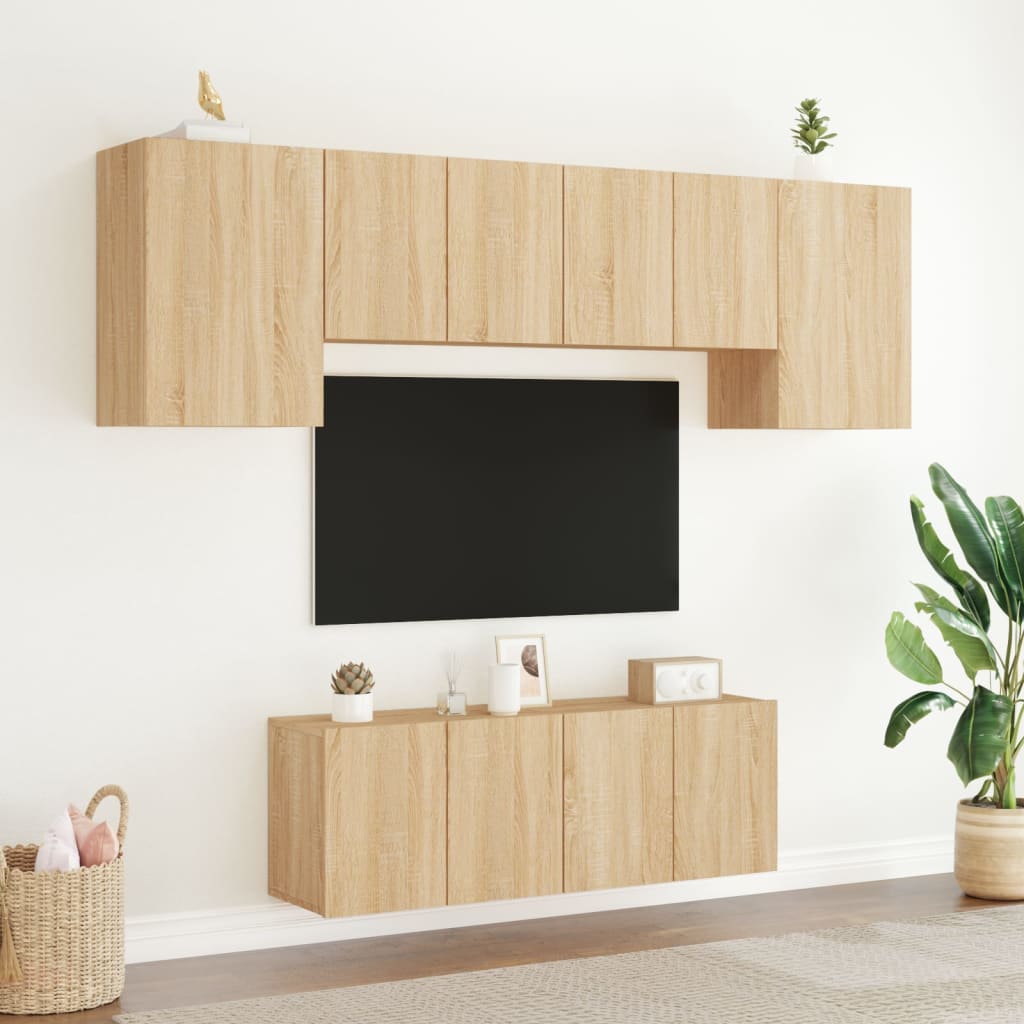 vidaXL Unități TV de perete, 6 piese, stejar sonoma, lemn prelucrat