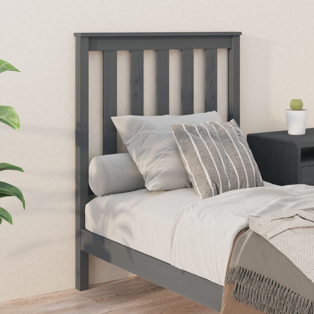 vidaXL Tăblie de pat, gri, 81x6x101 cm, lemn masiv de pin