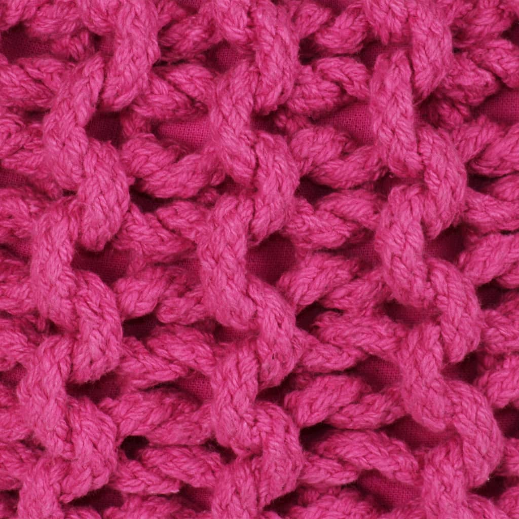 vidaXL Puf tricotat manual, bumbac, 50 x 35 cm, roz