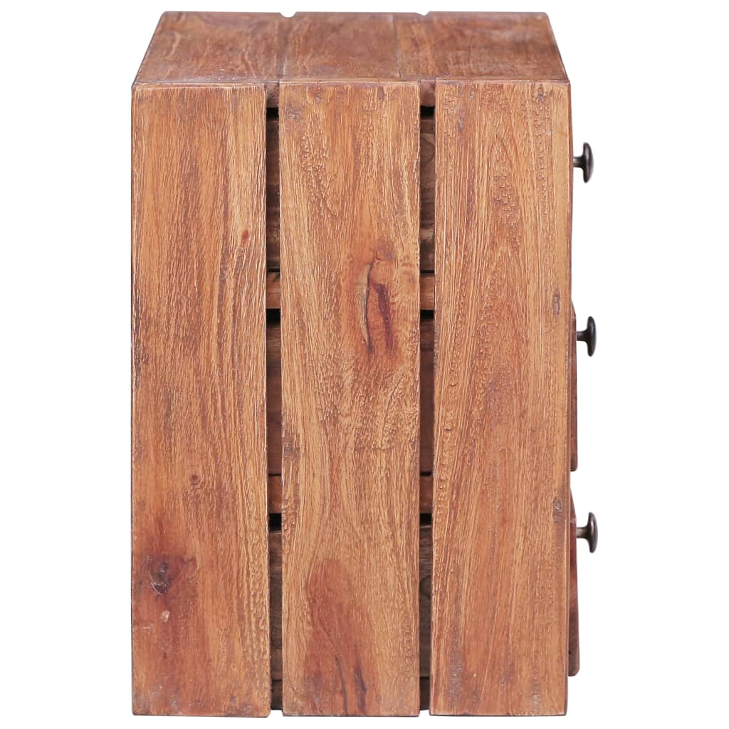 vidaXL Noptieră cu 3 sertare, 35 x 25 x 35 cm, lemn masiv reciclat