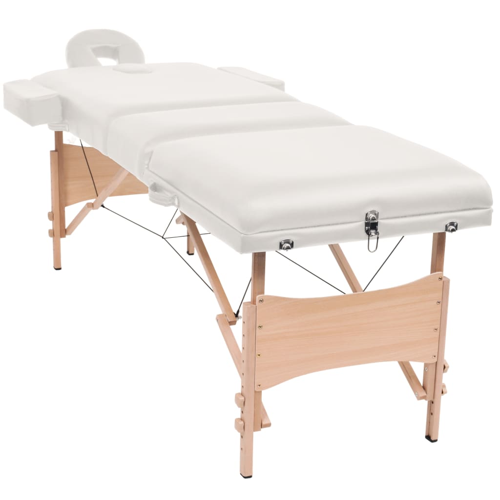 vidaXL Masă de masaj pliabilă cu 3 zone, 10 cm grosime, alb