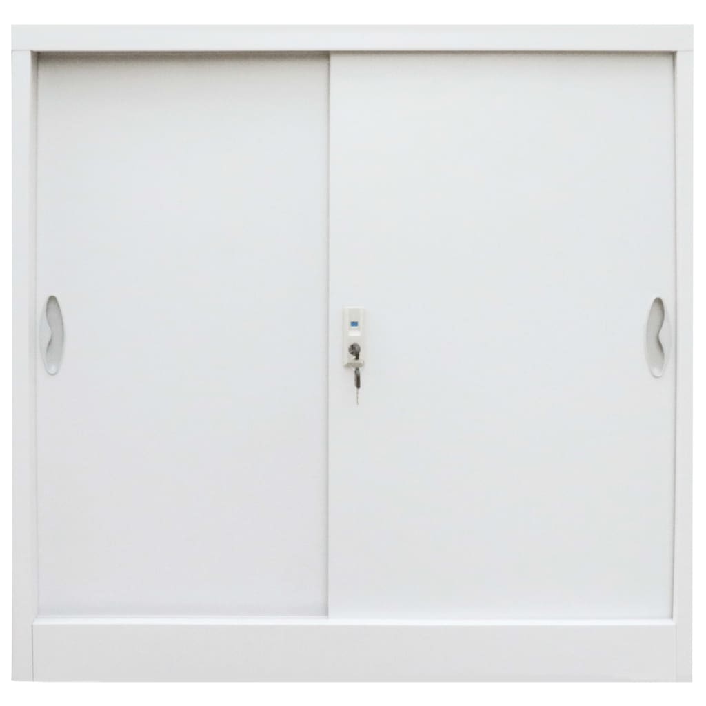 vidaXL Dulap de birou cu uși glisante, metal, 90 x 40 x 90 cm, gri