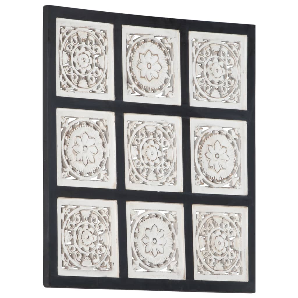 vidaXL Panouri de perete sculptate manual, negru/alb, 60x60x1,5 cm MDF