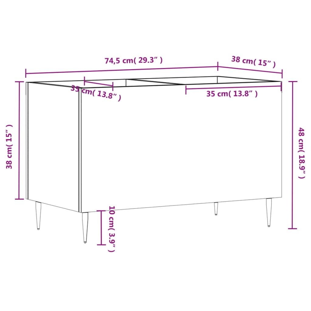 vidaXL Dulap pentru discuri gri sonoma 74,5x38x48 cm lemn prelucrat