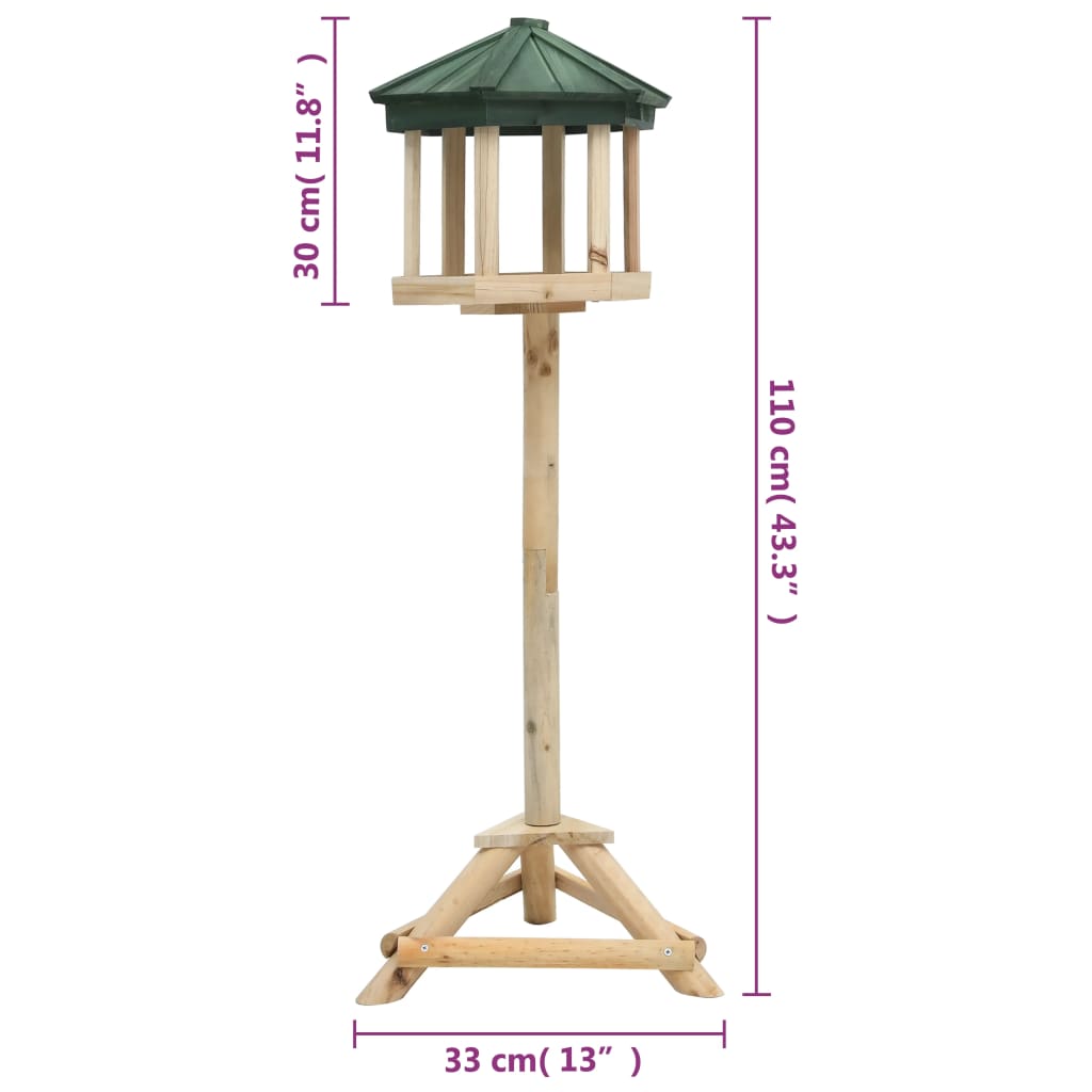 vidaXL Hrănitor pentru păsări vertical, 33x110 cm, lemn masiv de brad