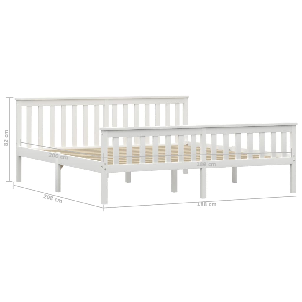 vidaXL Cadru de pat din lemn masiv de pin, alb, 180 x 200 cm