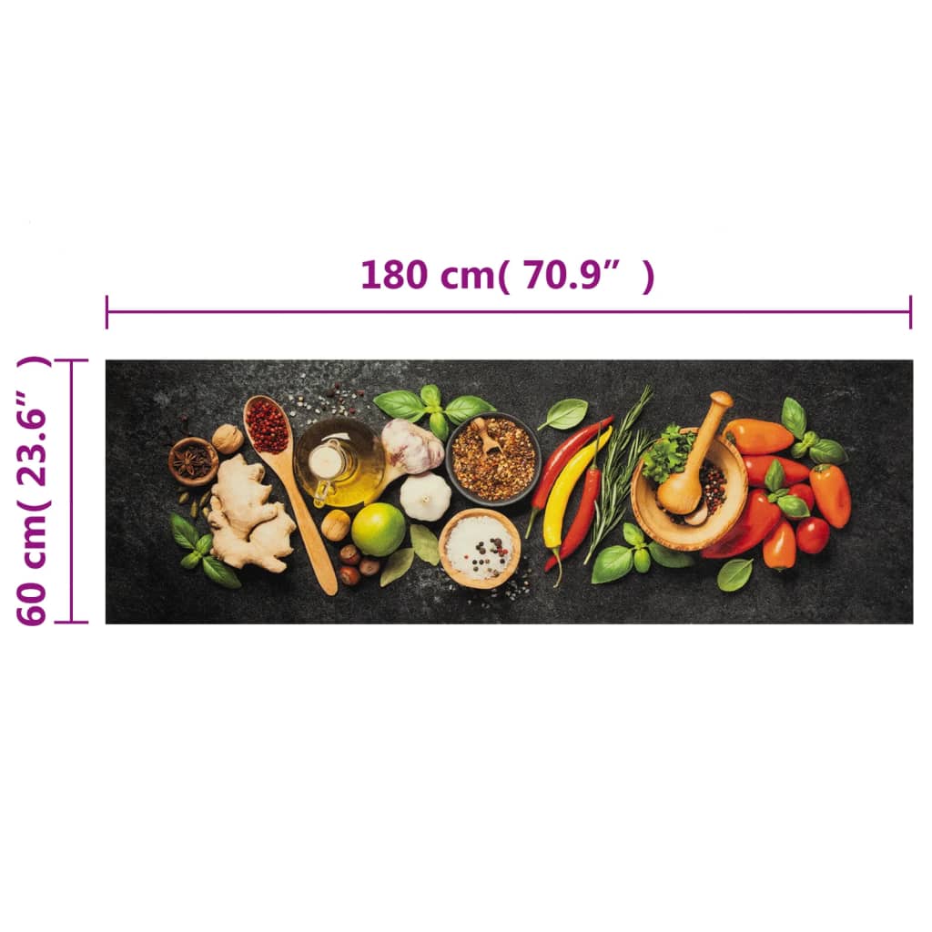 vidaXL Covor de bucătărie lavabil Spices, 60x180cm, catifea