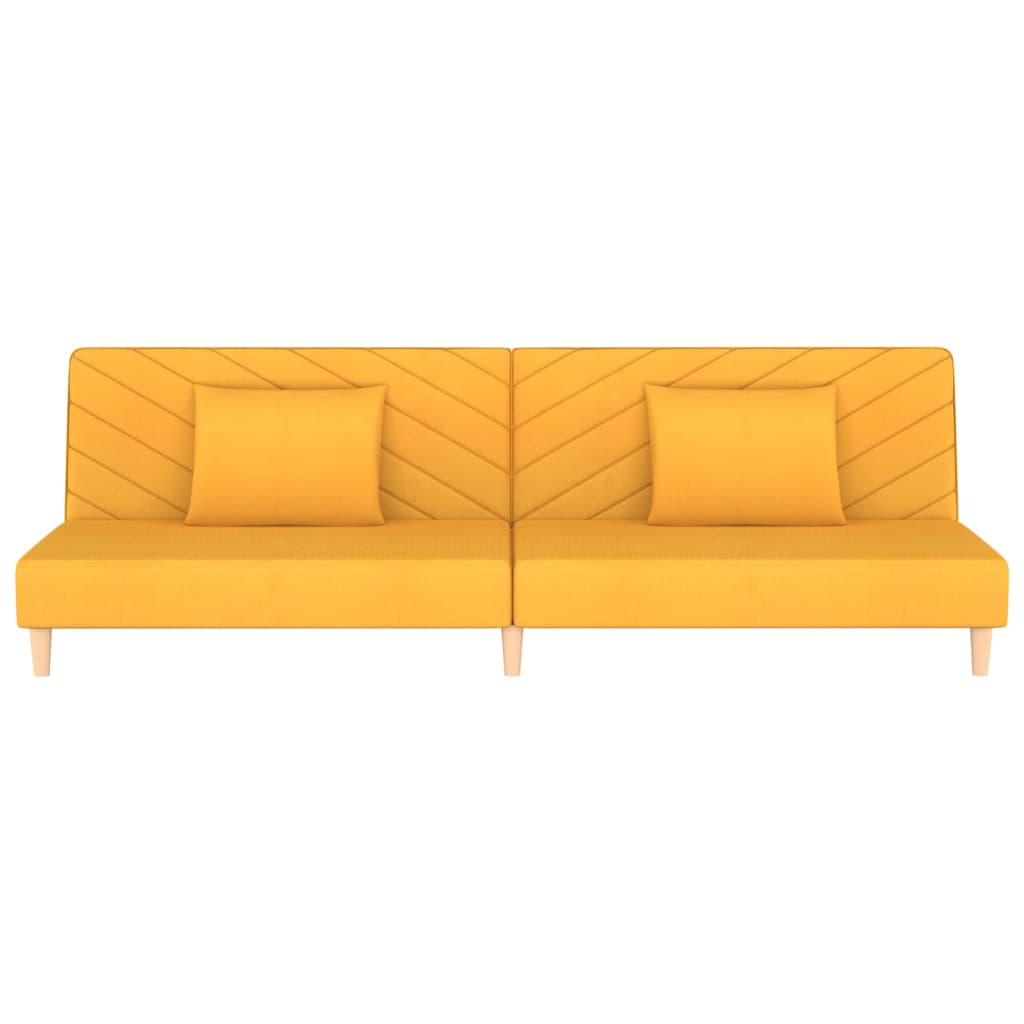 vidaXL Canapea extensibilă cu 2 locuri, 2 perne, galben, textil