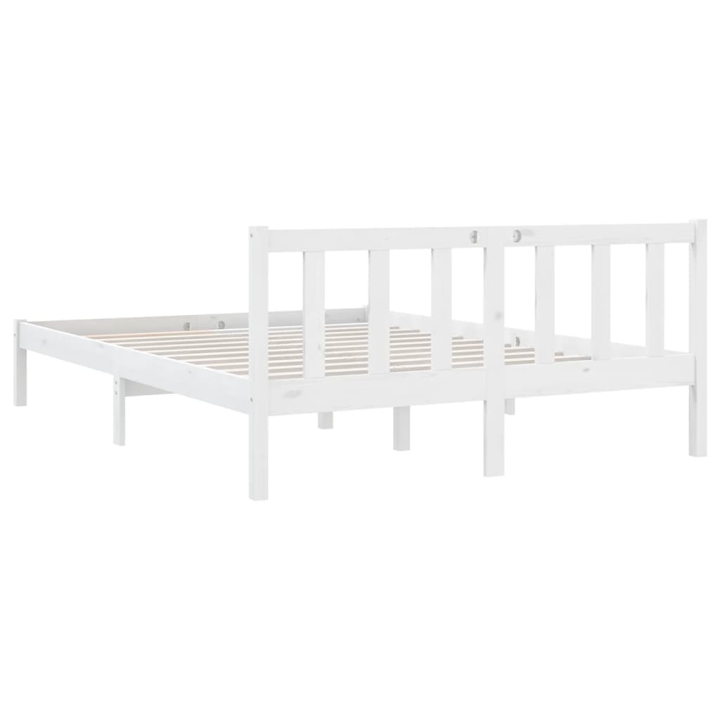 vidaXL Cadru de pat, alb, 140x190 cm, lemn de pin masiv