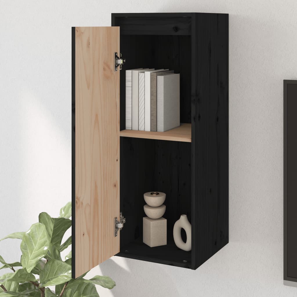 vidaXL Dulap de perete, negru, 30x30x80 cm, lemn masiv de pin