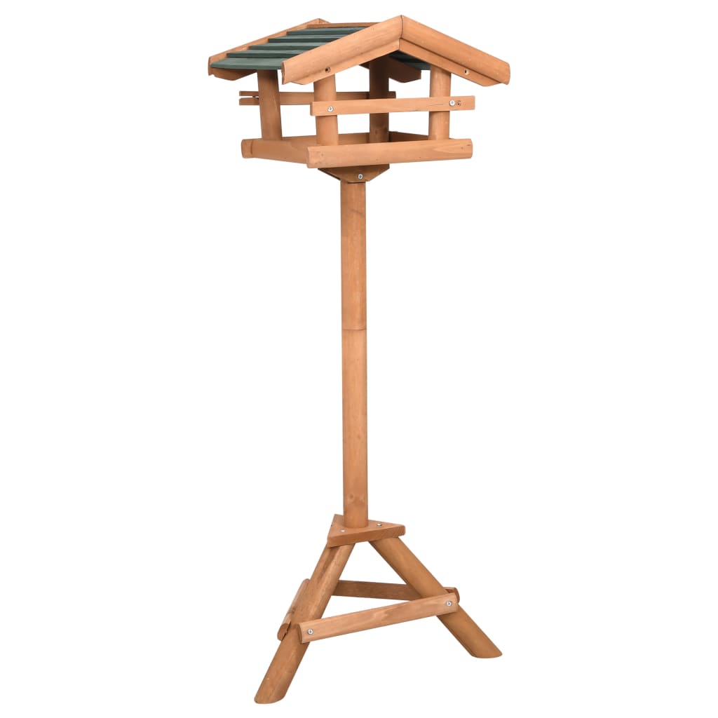 vidaXL Hrănitor pentru păsări cu suport, lemn de brad