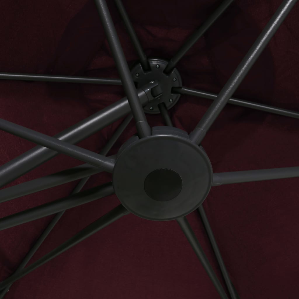 vidaXL Umbrelă de soare exterior, stâlp din oțel, 300 cm, roșu bordo