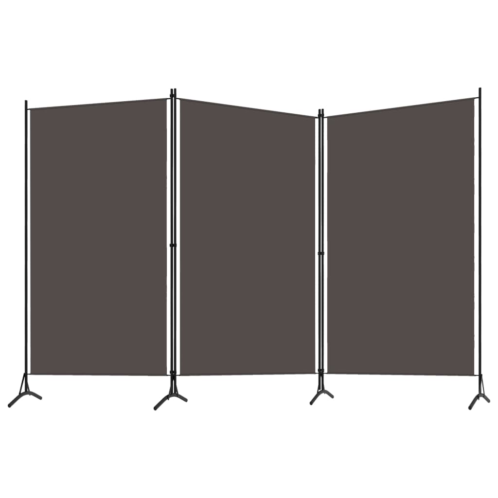 vidaXL Paravan de cameră cu 3 panouri, antracit, 260 x 180 cm, textil