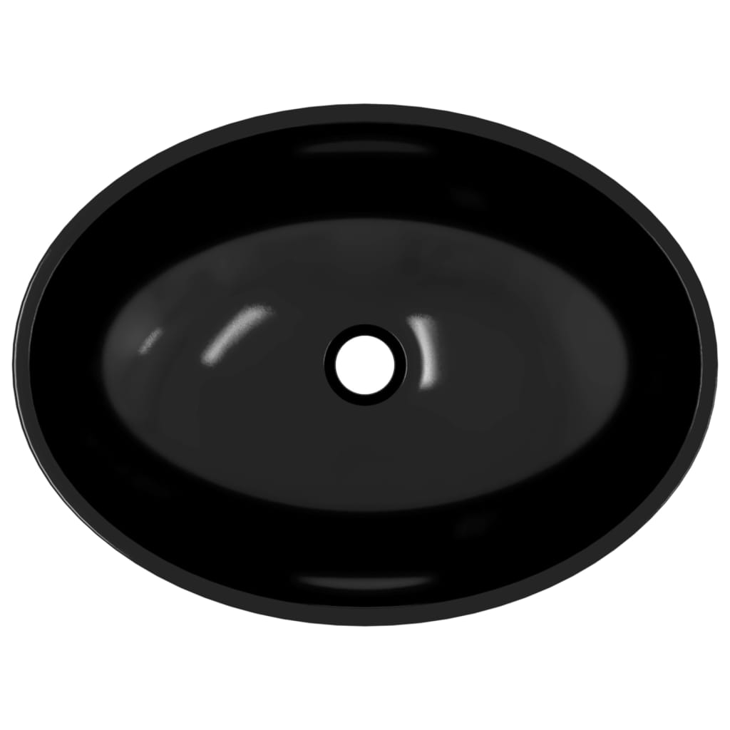 vidaXL Chiuvetă din sticlă, negru, 50x37x14 cm