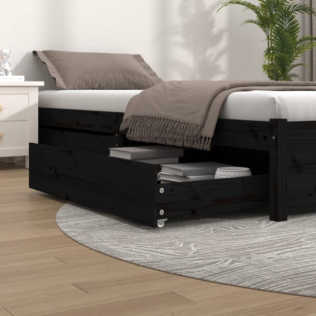 vidaXL Sertare pentru pat, 2 buc., negru, lemn masiv de pin