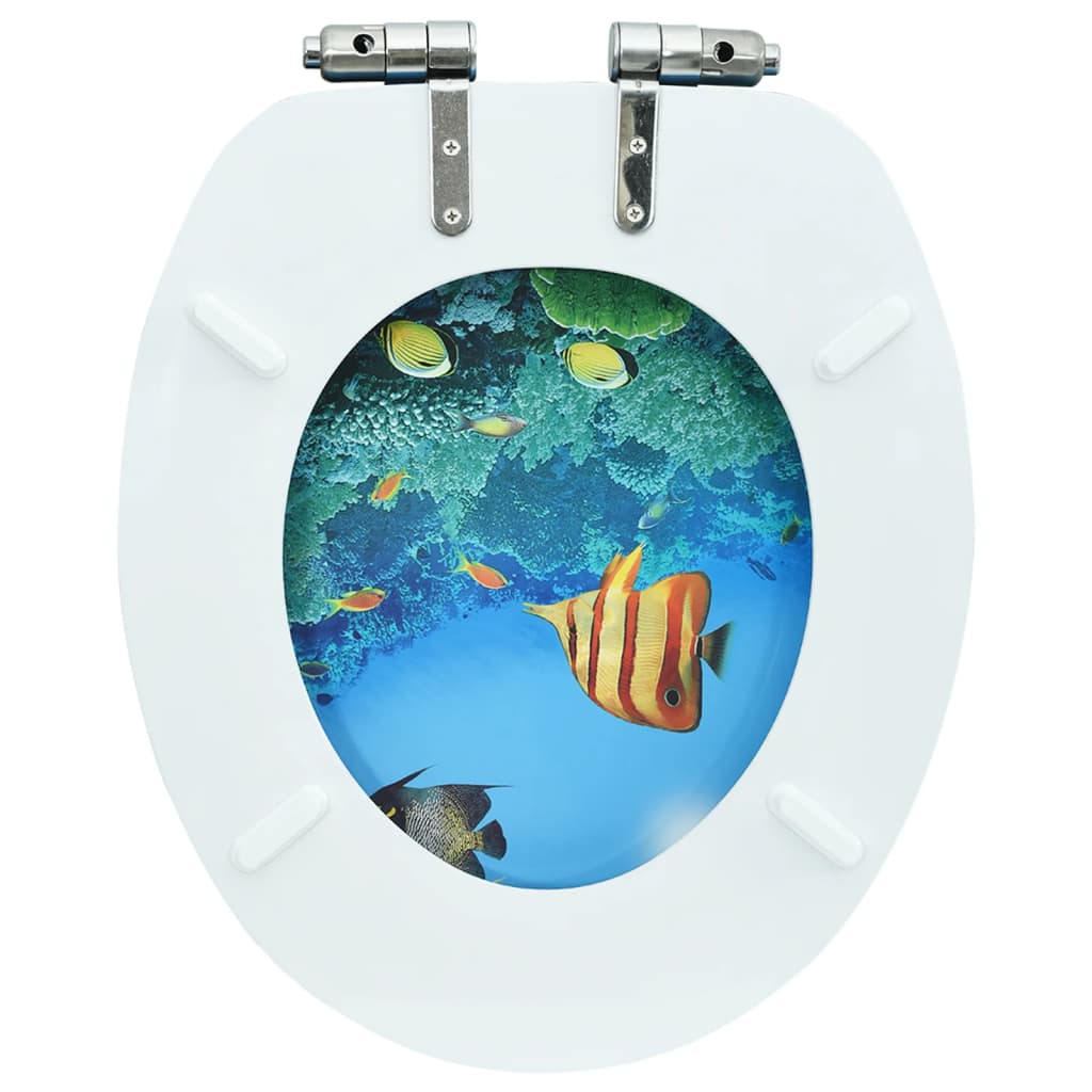 vidaXL Capac WC cu închidere silențioasă, MDF, model subacvatic