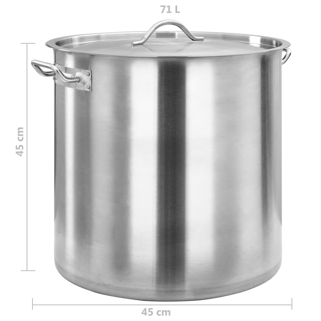 vidaXL Oală de supă, 45 x 45 cm, oțel inoxidabil, 71 L