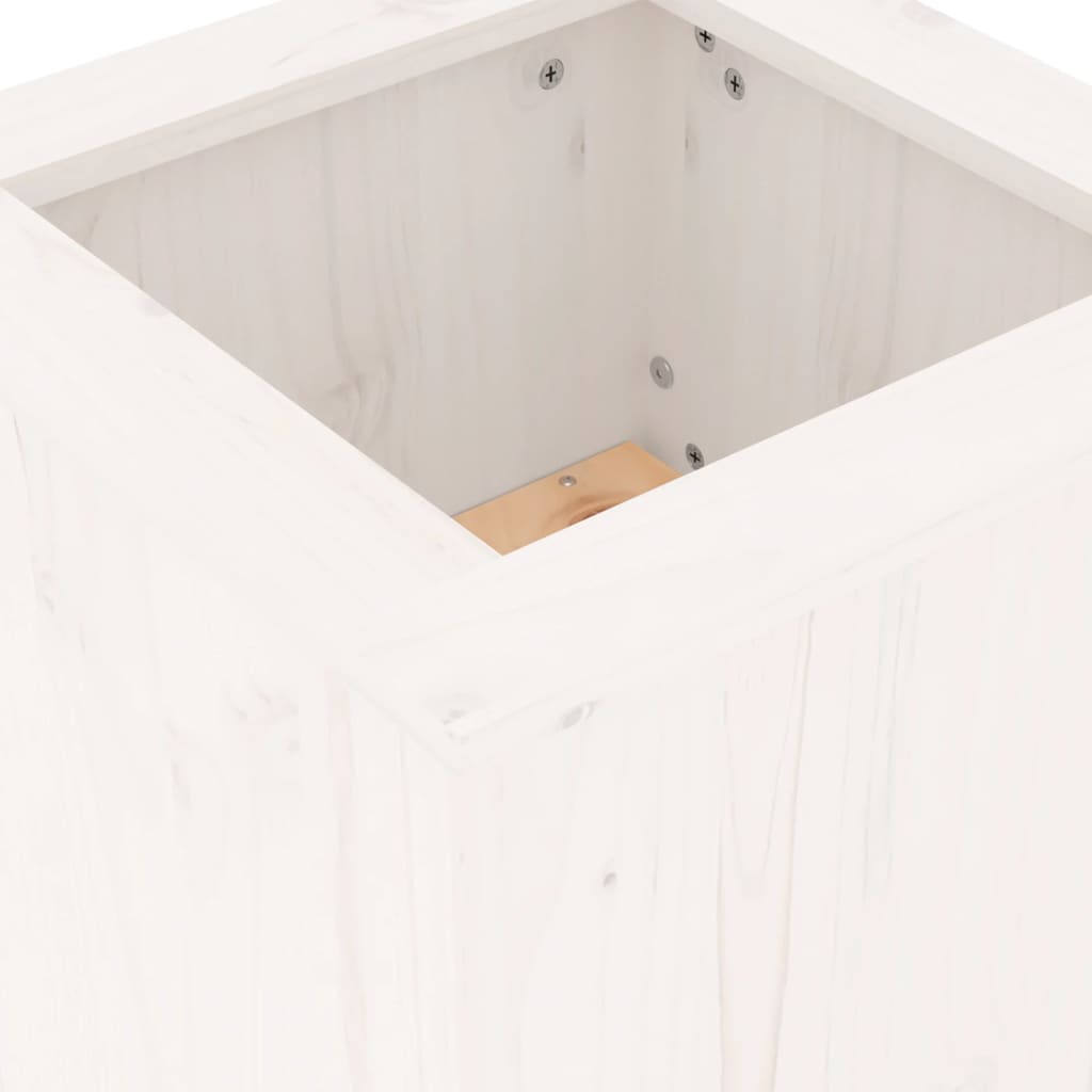 vidaXL Jardinieră bancă, alb, 184,5x39,5x56,5 cm, lemn masiv de pin