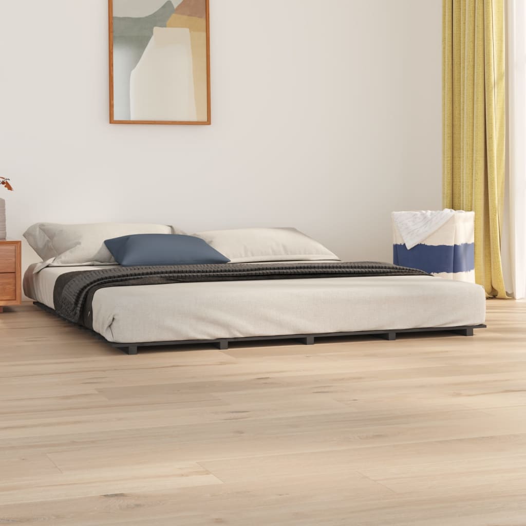 vidaXL Cadru de pat, gri, 180x200 cm, lemn masiv de pin