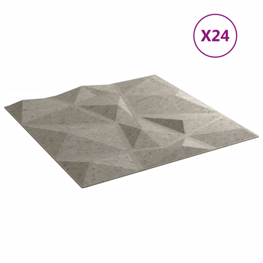 vidaXL Panouri de perete 24 buc. gri beton 50x50 cm XPS 6 m² diamant