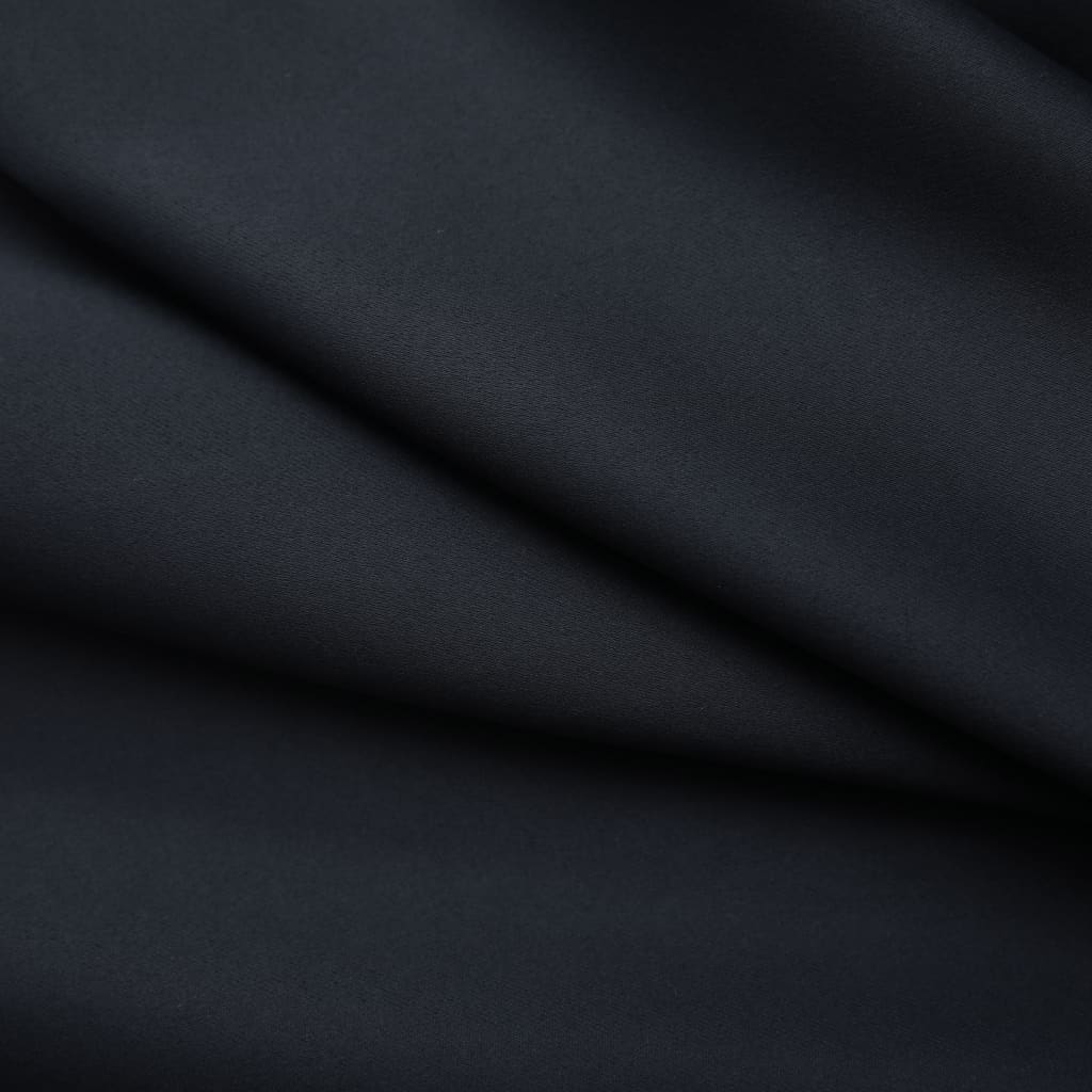 vidaXL Draperii opace cu cârlige, 2 buc., negru, 140 x 225 cm