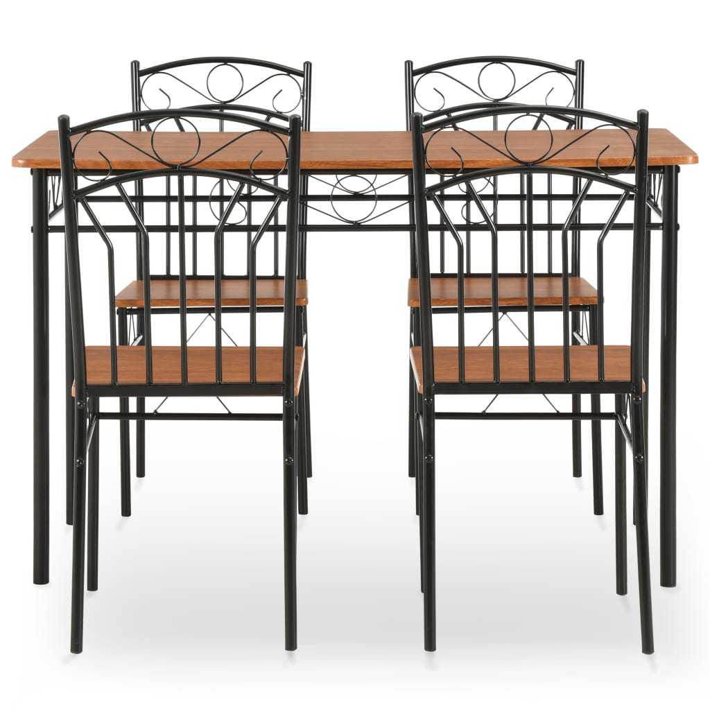 vidaXL Set mobilier de bucătărie, 5 piese, maro, MDF și oțel