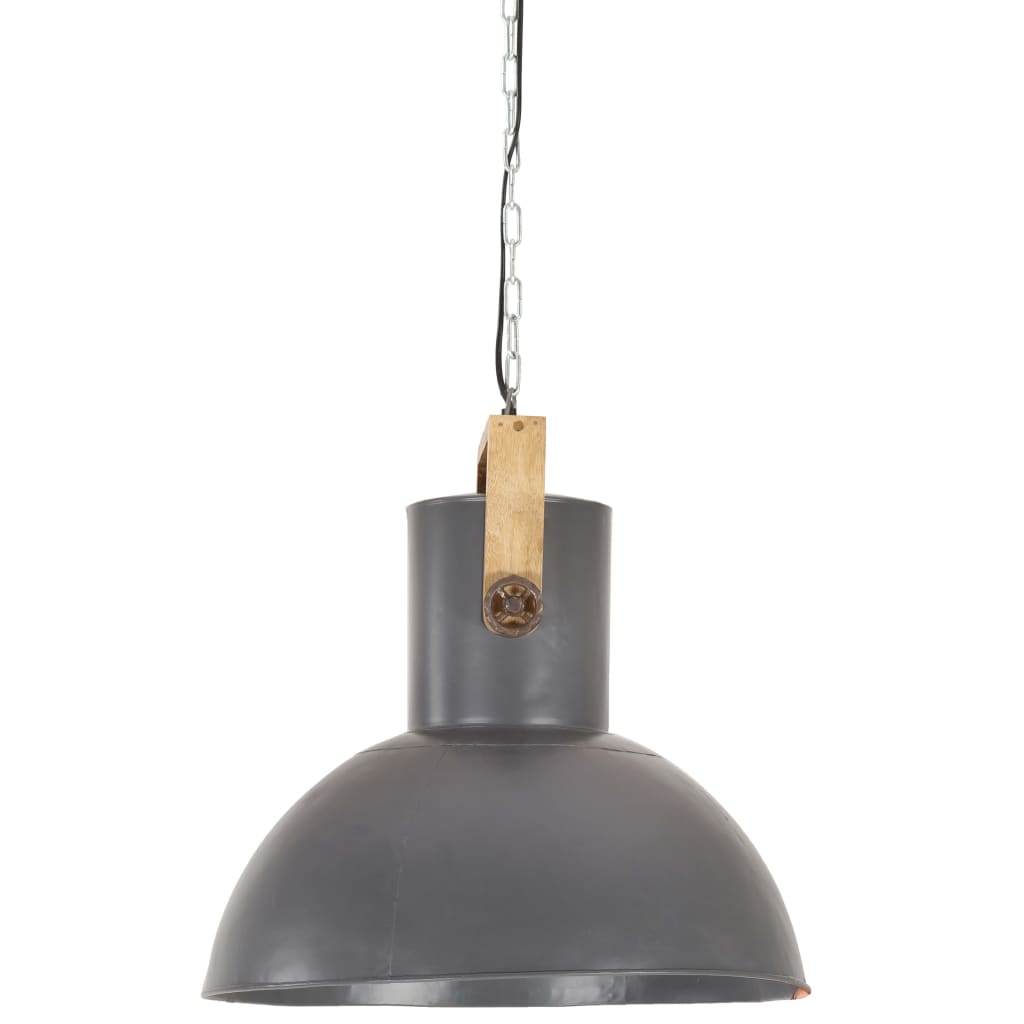 vidaXL Lampă suspendată industrială 25 W gri, 52 cm, mango E27, rotund