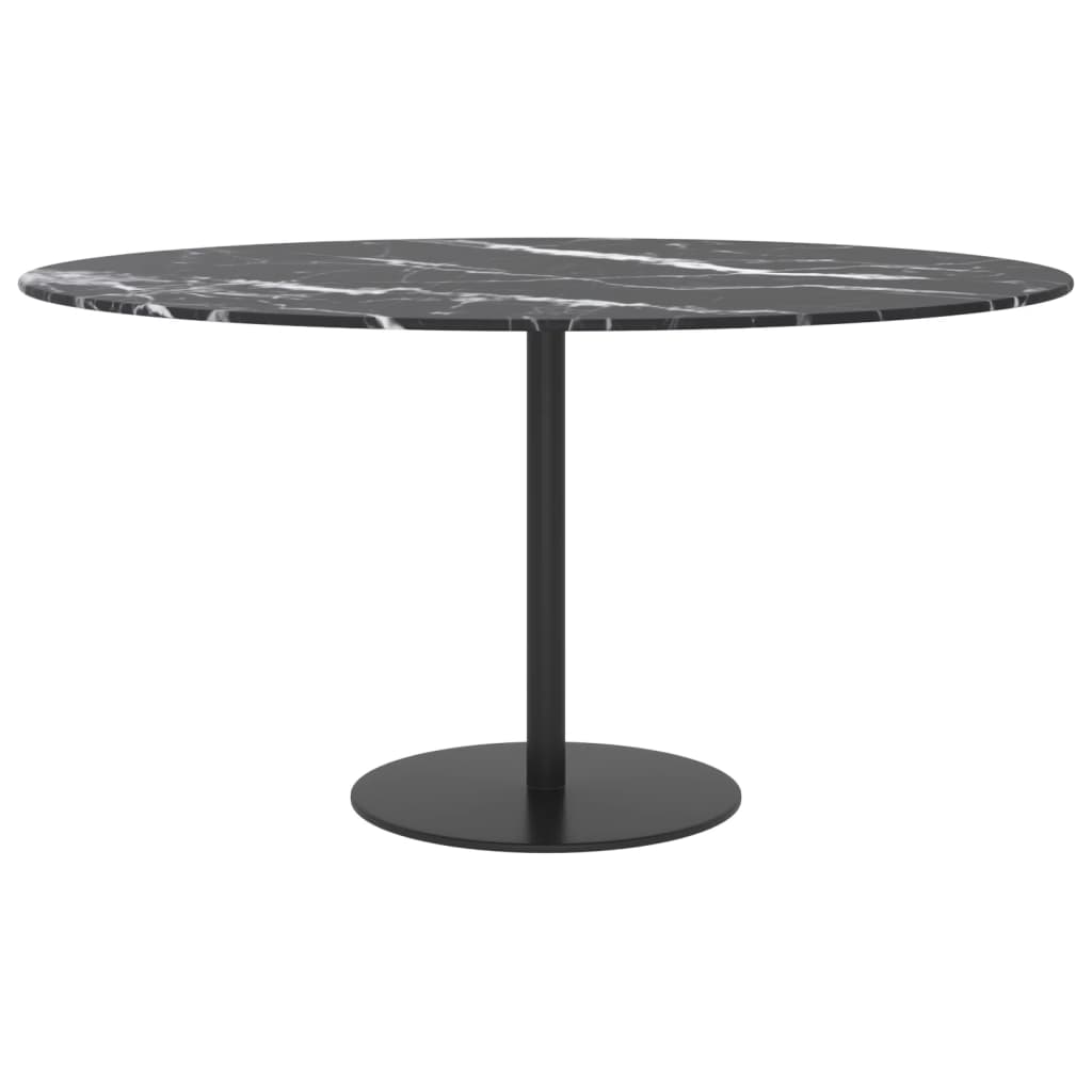 vidaXL Blat masă negru Ø80x1 cm sticlă securizată cu design marmură