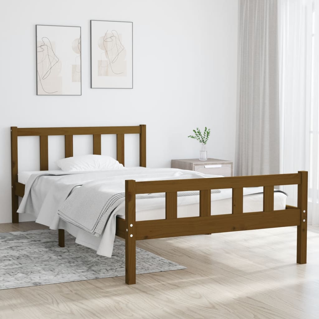 vidaXL Cadru de pat, maro miere, 90x200 cm, lemn masiv de pin