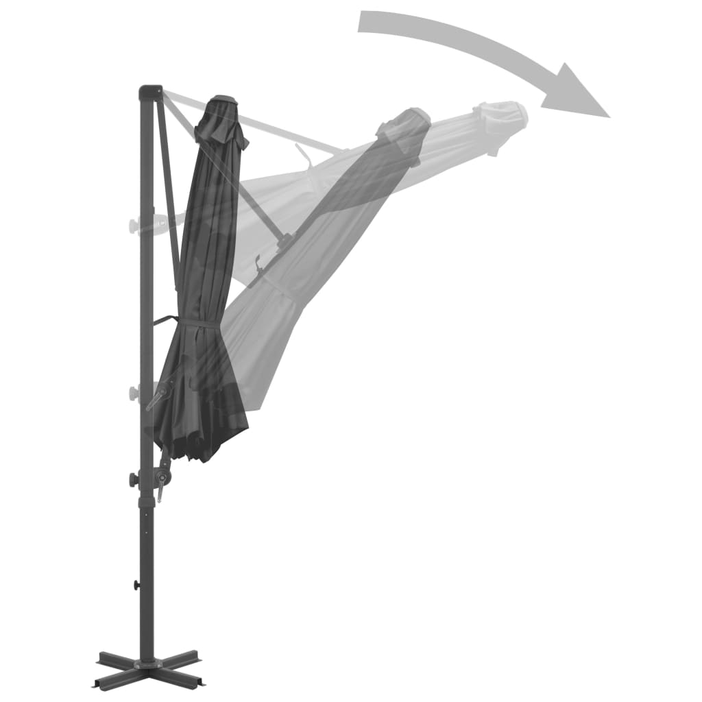 vidaXL Umbrelă suspendată cu stâlp din aluminiu, antracit, 300 cm