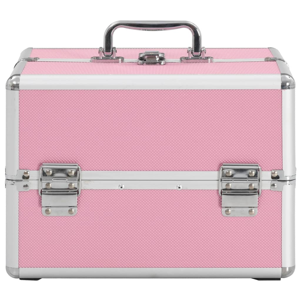 vidaXL Geantă de cosmetice, roz, 22 x 30 x 21 cm, aluminiu