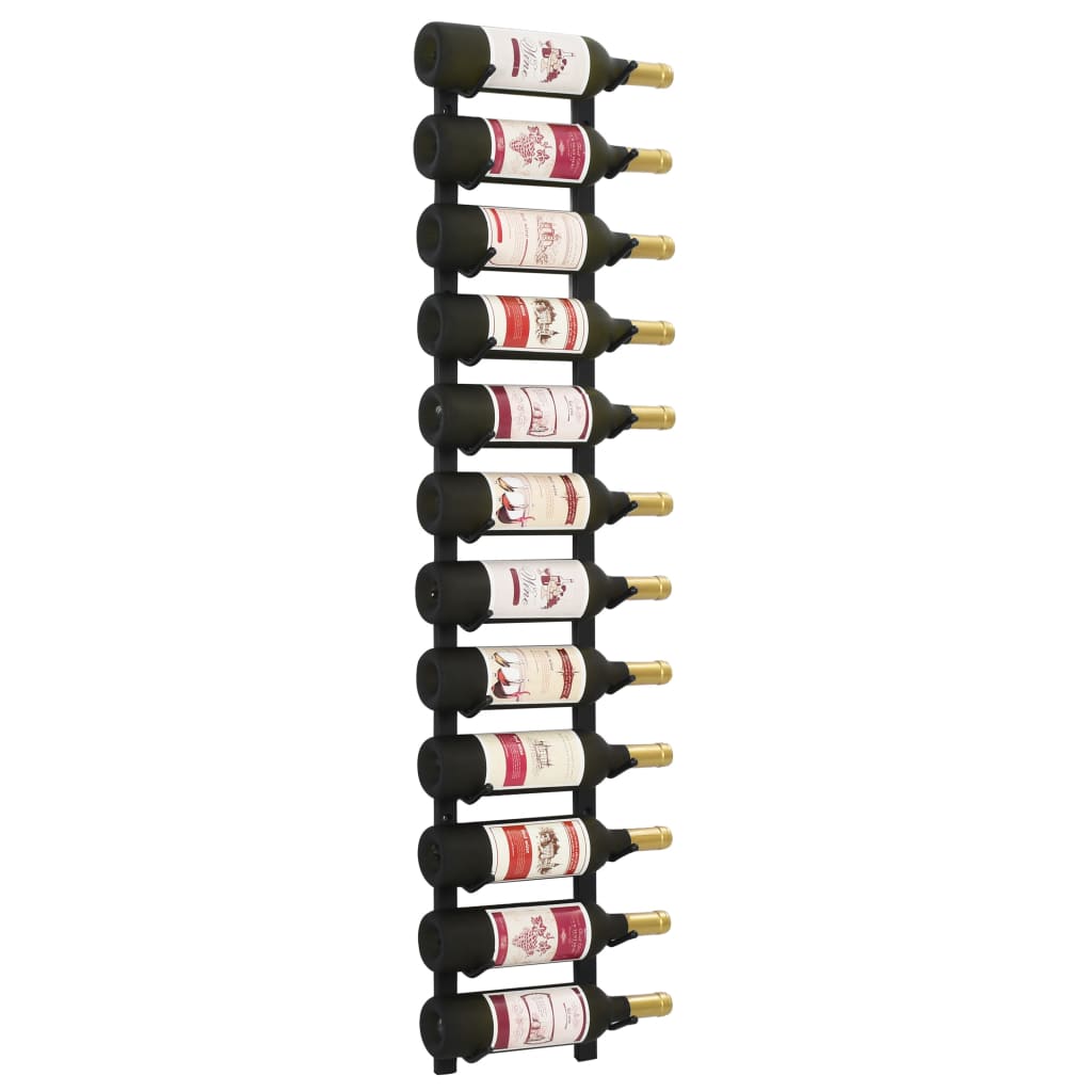 vidaXL Suport sticle de vin montat pe perete, 12 sticle, negru, fier