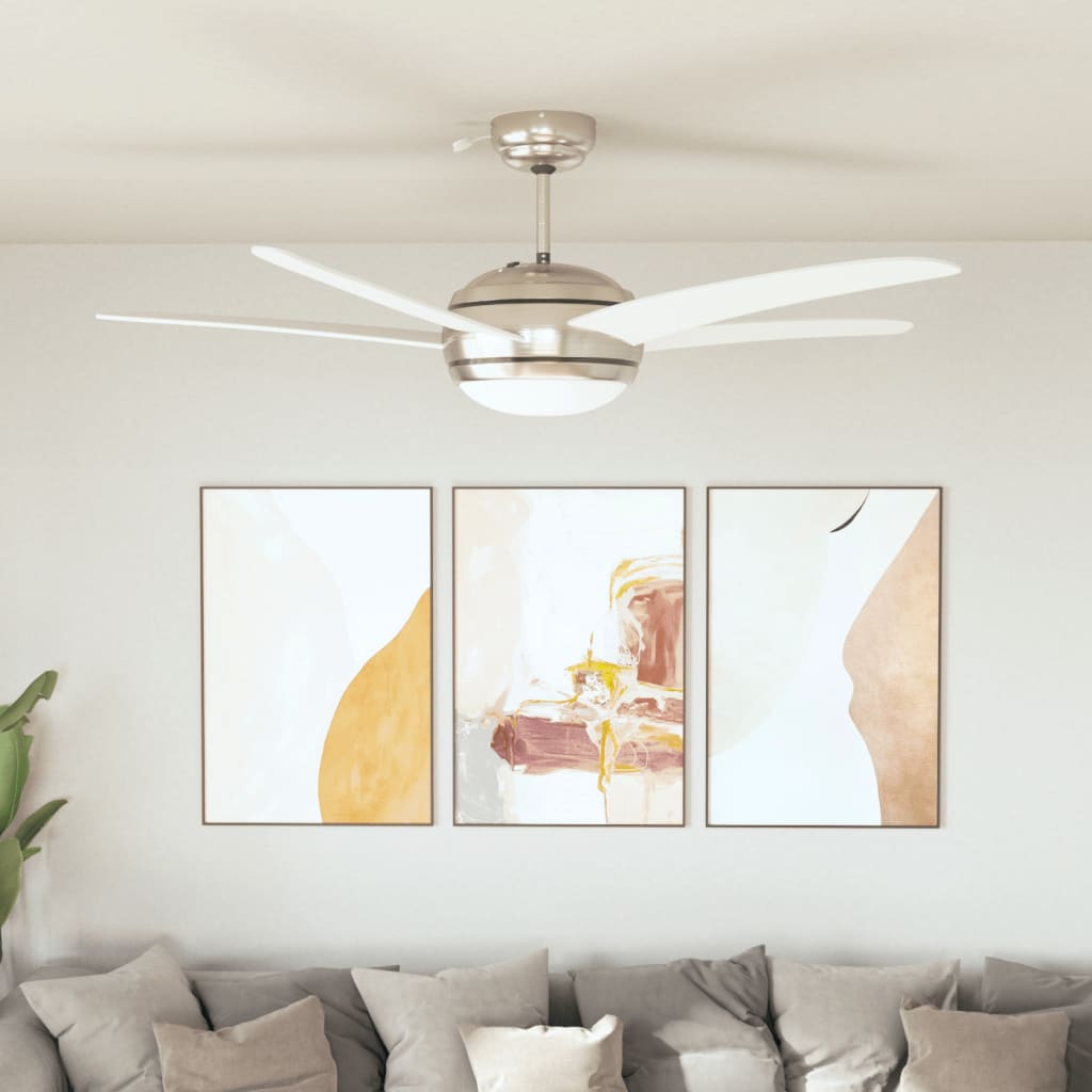 vidaXL Ventilator tavan decorativ cu iluminare, 128 cm, alb