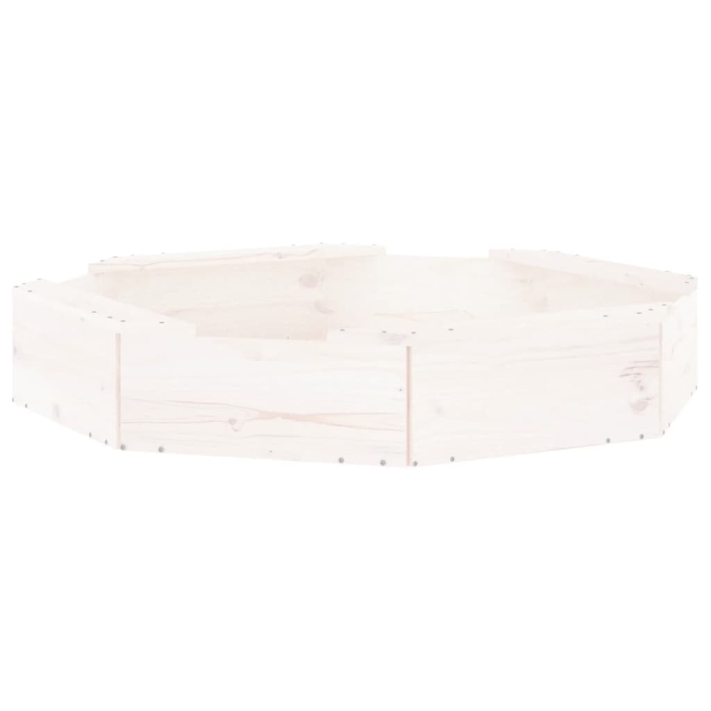 vidaXL Cutie de nisip cu scaune octogonale, alb, lemn masiv de pin