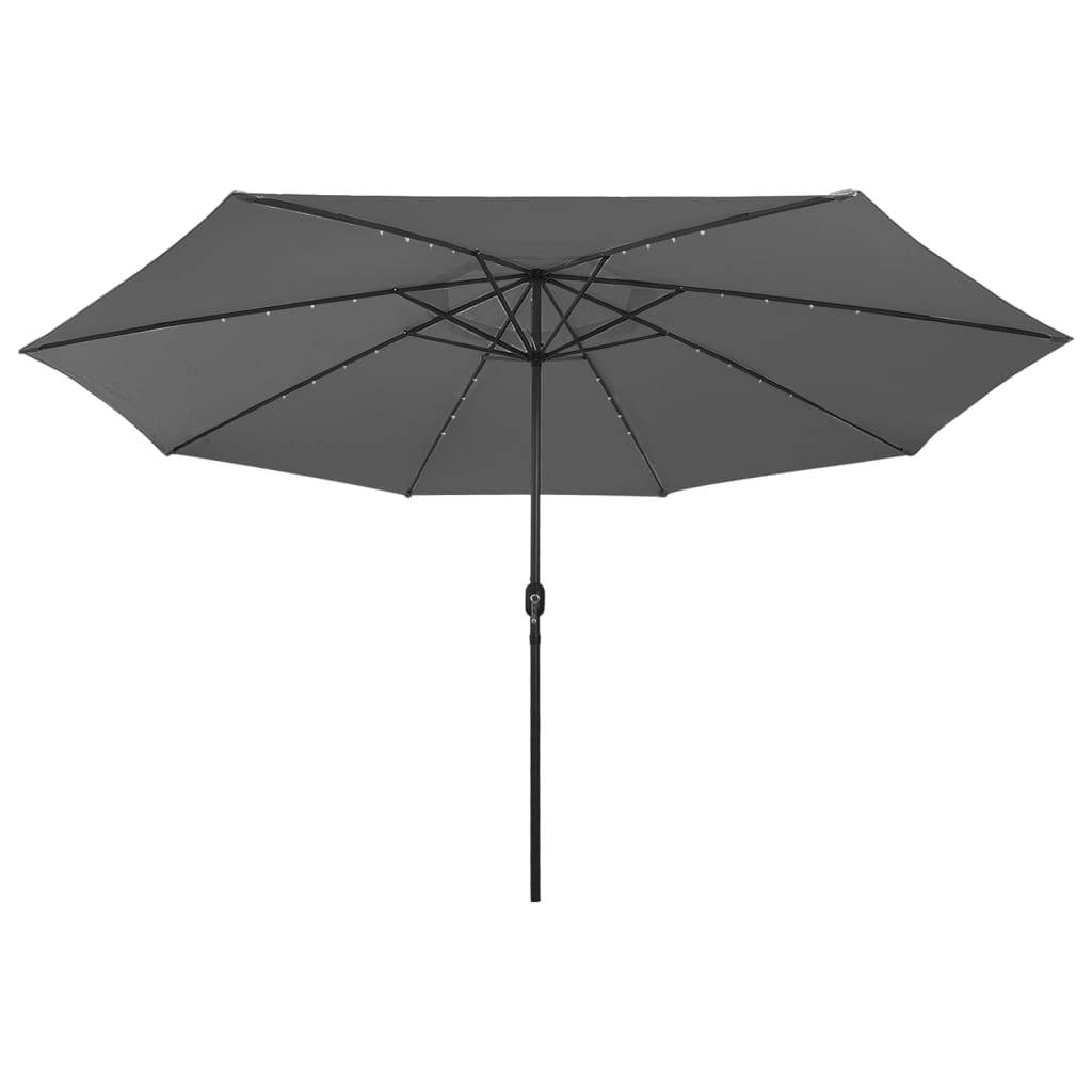 vidaXL Umbrelă de soare exterior LED-uri & stâlp metal antracit 400 cm