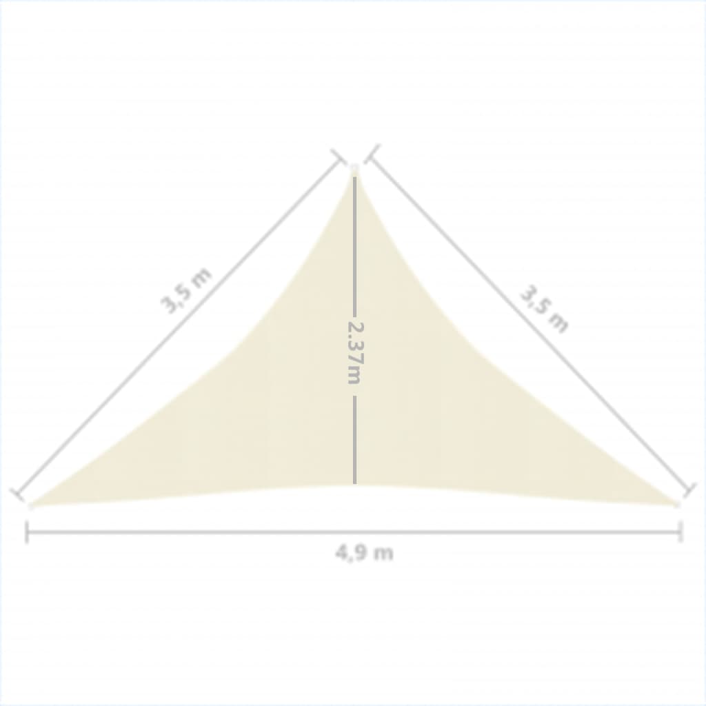 vidaXL Pânză parasolar, crem, 3,5x3,5x4,9 m, HDPE, 160 g/m²