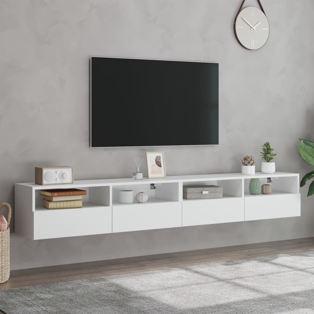vidaXL Dulapuri TV de perete 2 buc. alb 100x30x30 cm lemn compozit