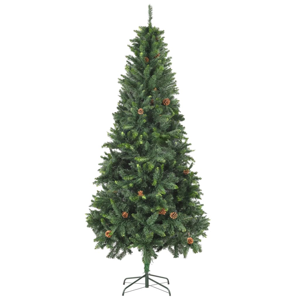 vidaXL Brad de Crăciun artificial cu conuri de pin, verde, 210 cm