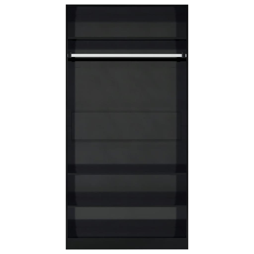 vidaXL Șifonier, negru extralucios, 100x50x200 cm, PAL