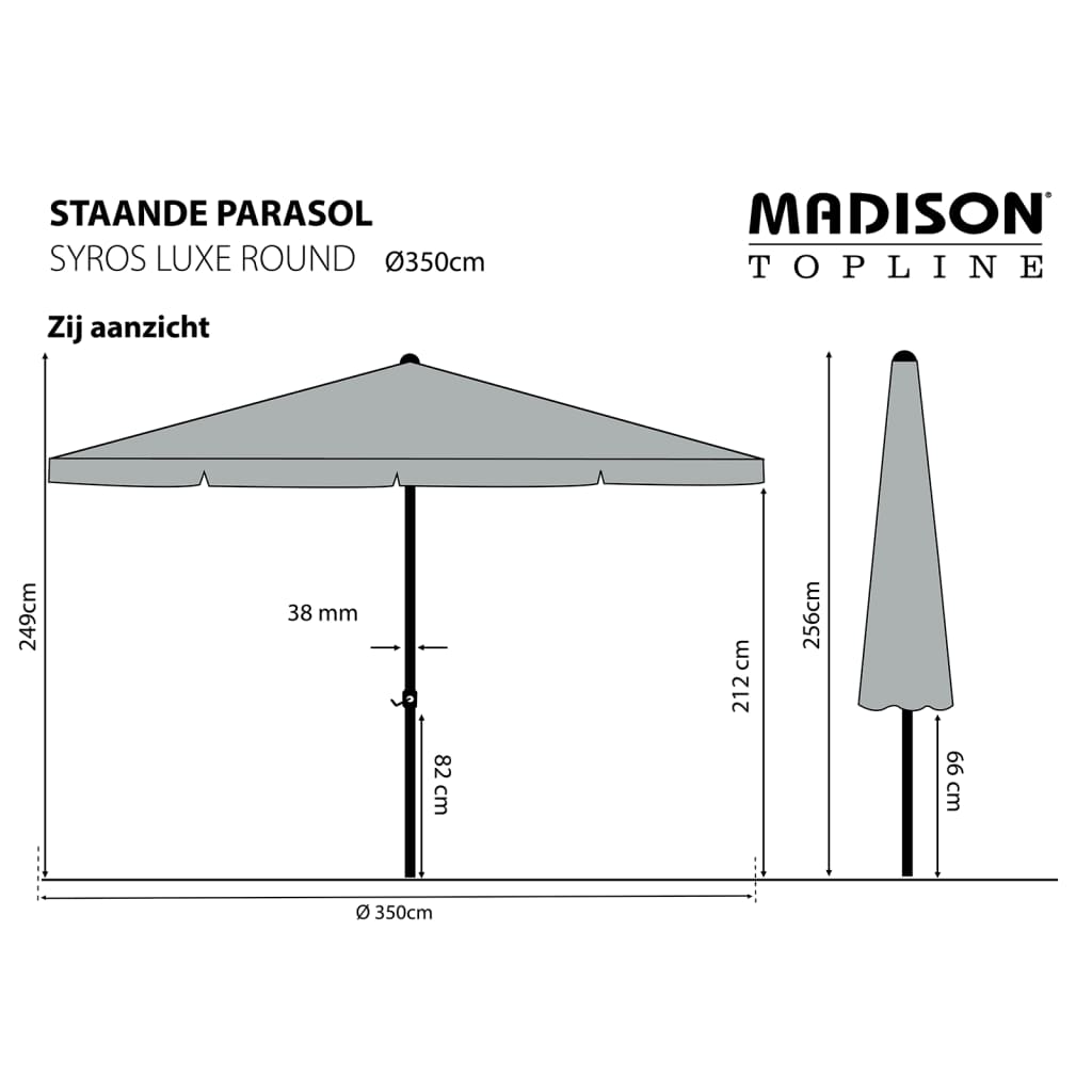Madison Umbrelă de soare Syros Luxe, ecru, 350 cm, rotund
