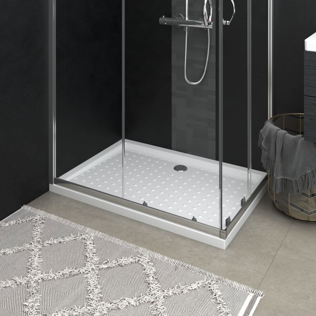 vidaXL Cădiță de duș cu puncte, alb, 70x100x4 cm, ABS